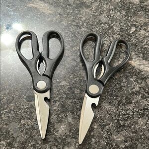 Set of 2 Black Stainless Steel Kitchen Scissors MultiTool NWOT